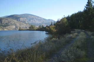 KVR rail bed follows the west side of Vaseux Lake, Kettle Valley Railway Okanagan Falls to Vaseux Lake, 2010-10.